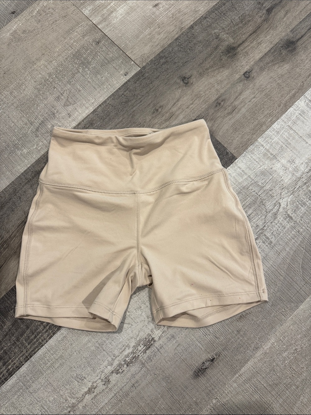 NWT Zenana Outfitters High-Waist Bike Shorts - Beige